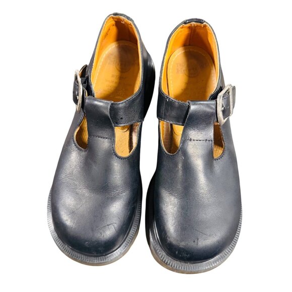 Dr Martens Mary Jane Size 4 T-strap Polley  platform double sole Black Leather - Picture 3 of 13